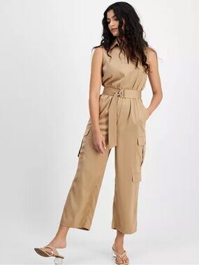 Bar III Satin Cargo Jumpsuit Size XS